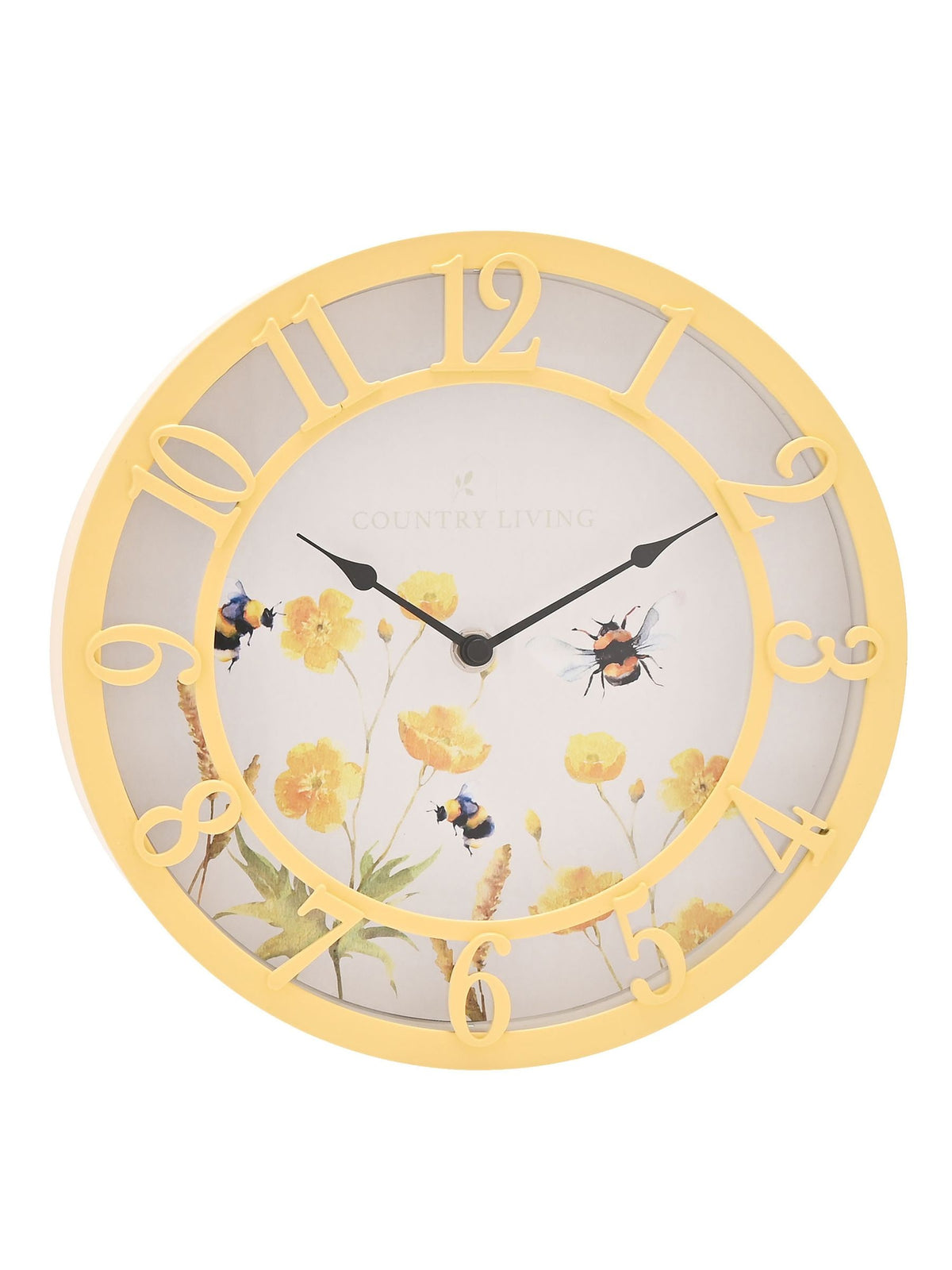 Country Living yellow floral outdoor clock 25cm - British product