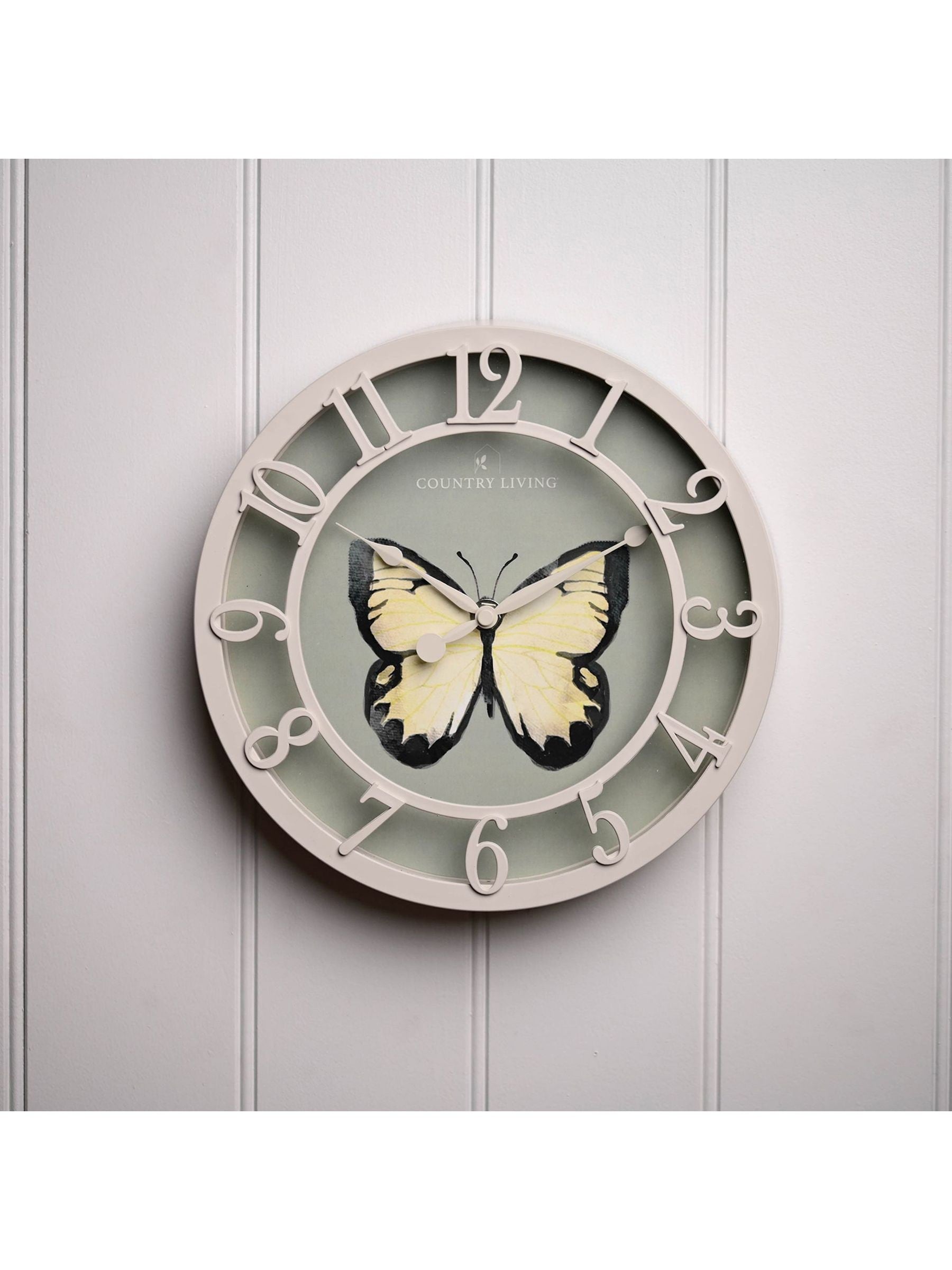 Country Living green butterfly outdoor clock 25cm - British product