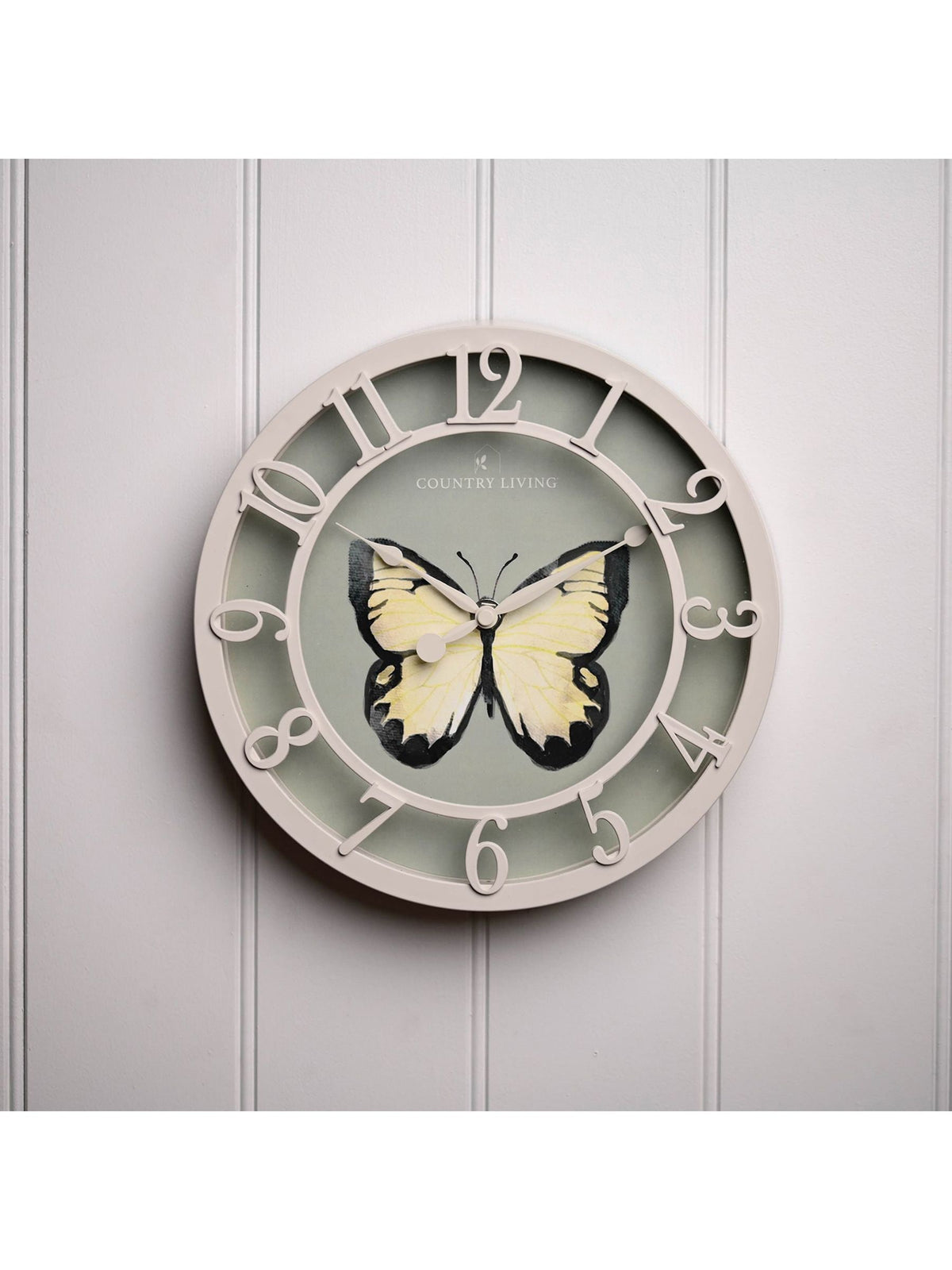 Country Living green butterfly outdoor clock 25cm - British product
