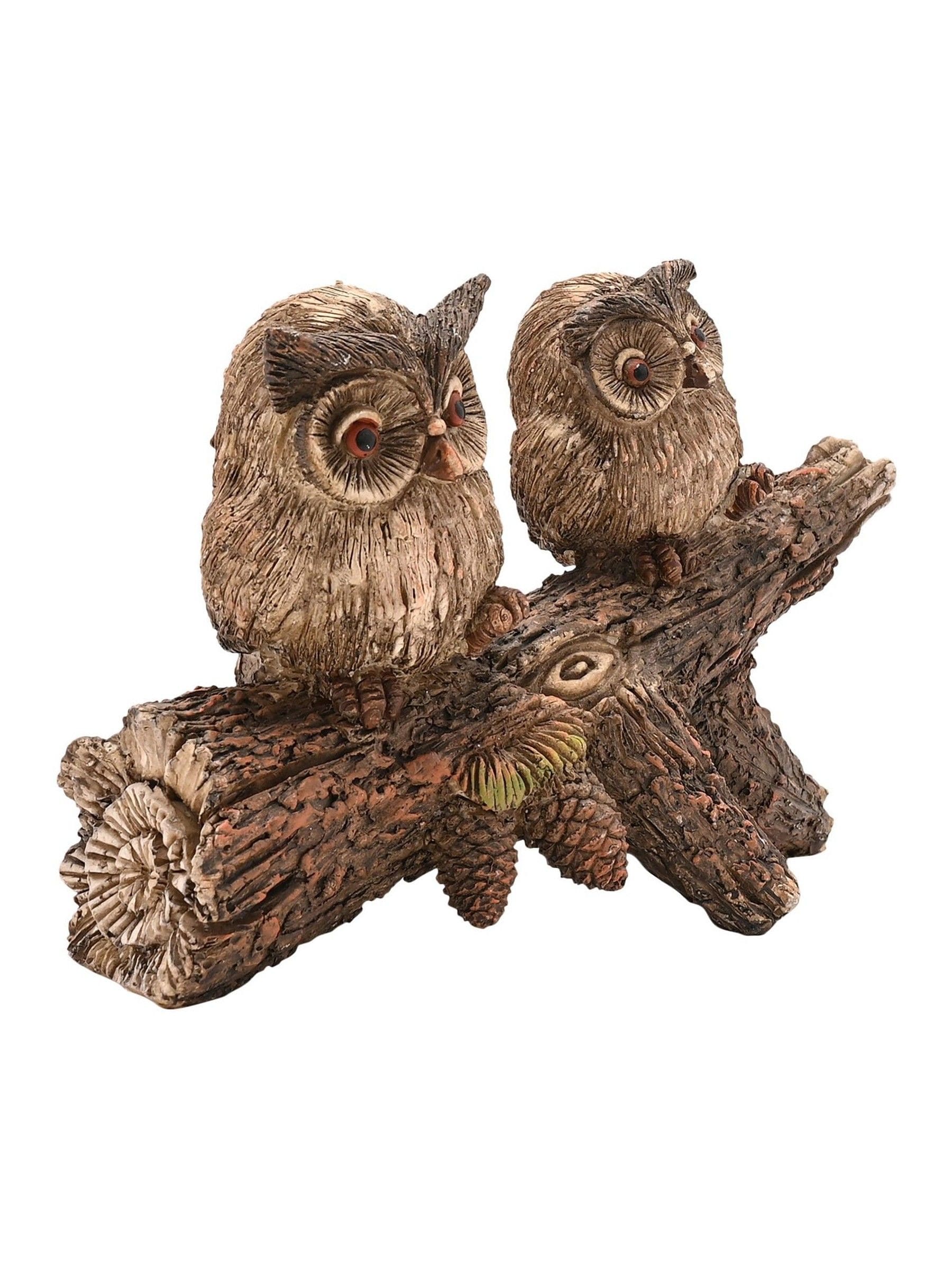 Country Living brown 2 owls on a branch ornament 12x11x5cm - British product