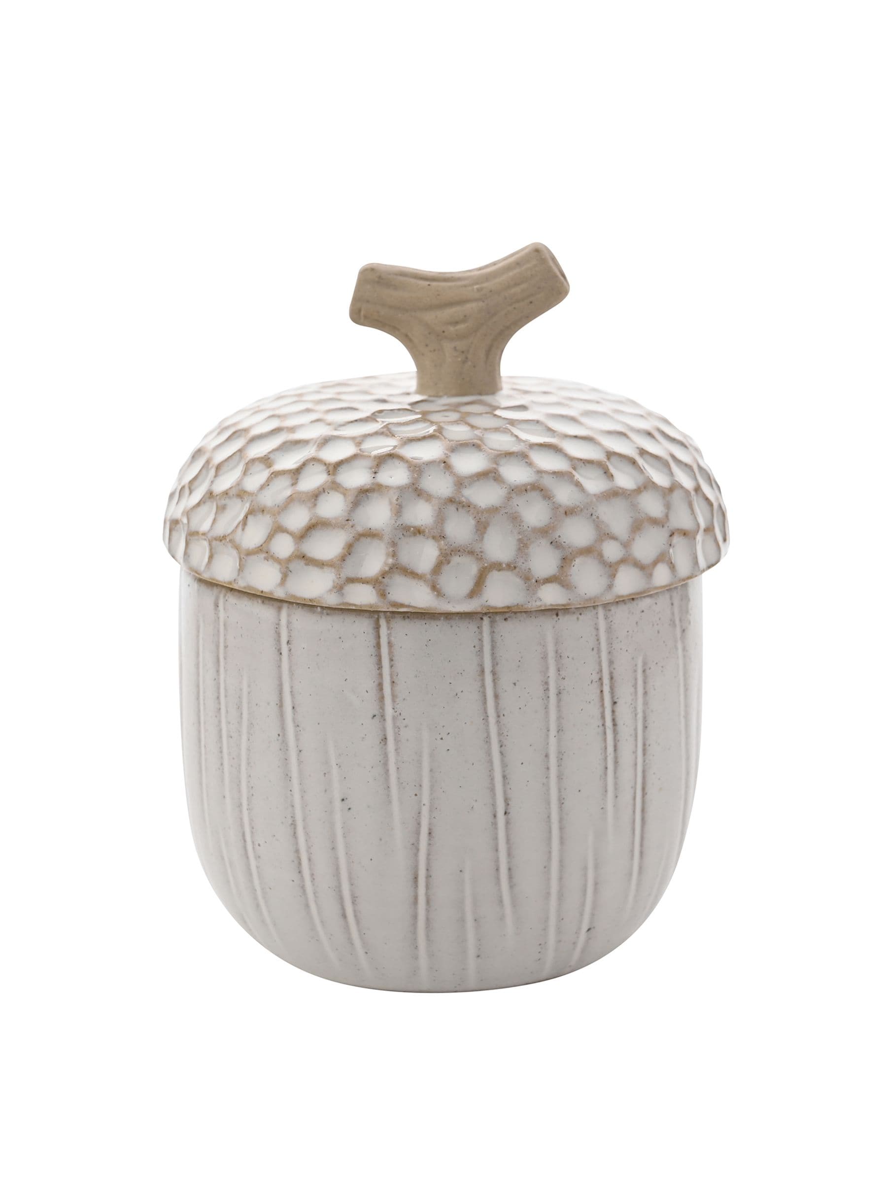 White small acorn ceramic storage jar - British product