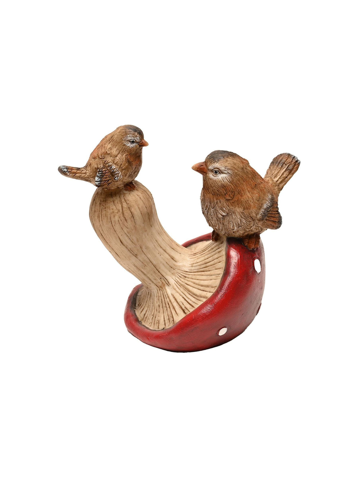 Country Living Brown 2 Birds Standing On A Mushroom Ornament