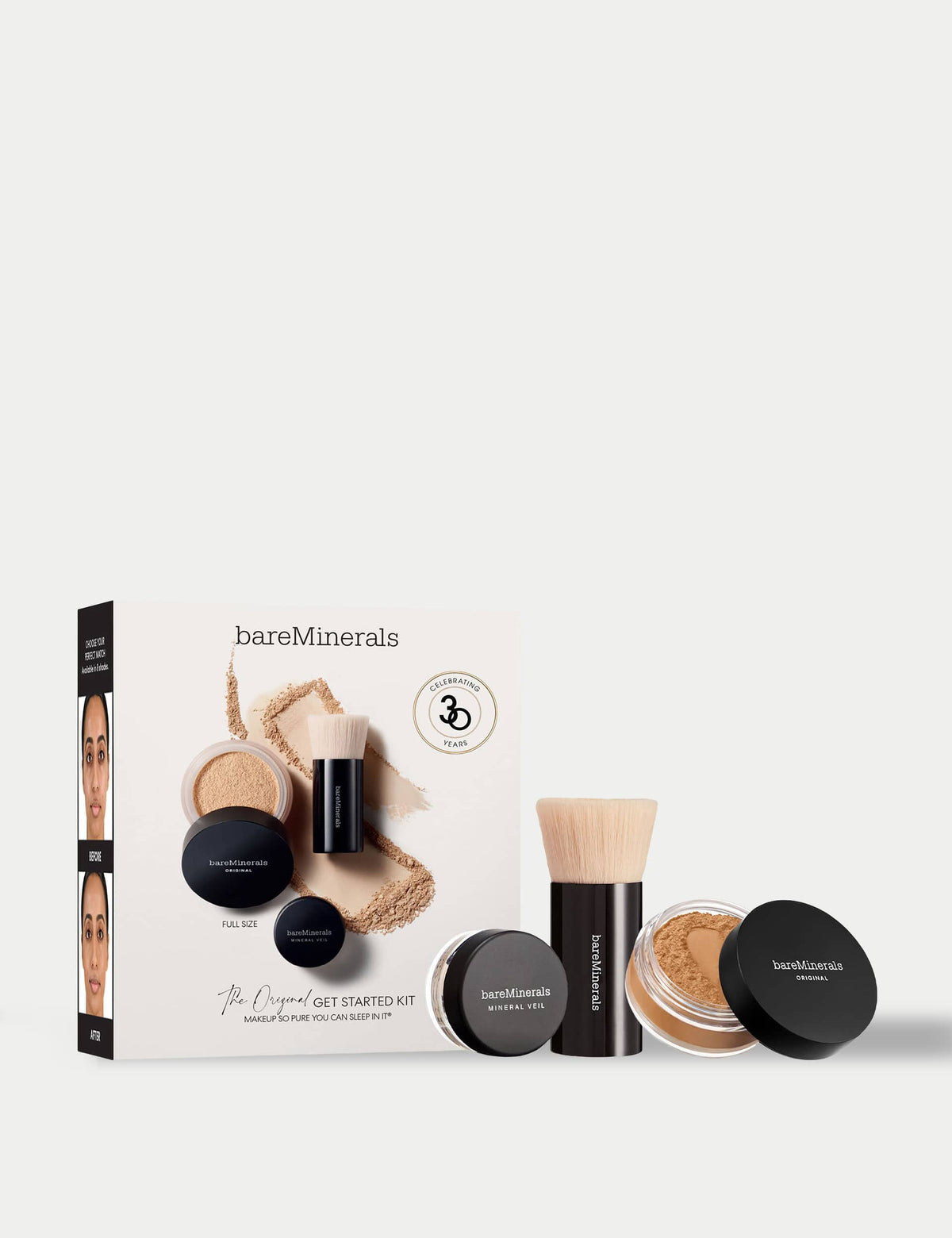 bareMinerals Get Started makeup kit with mineral foundation and brush, UK version