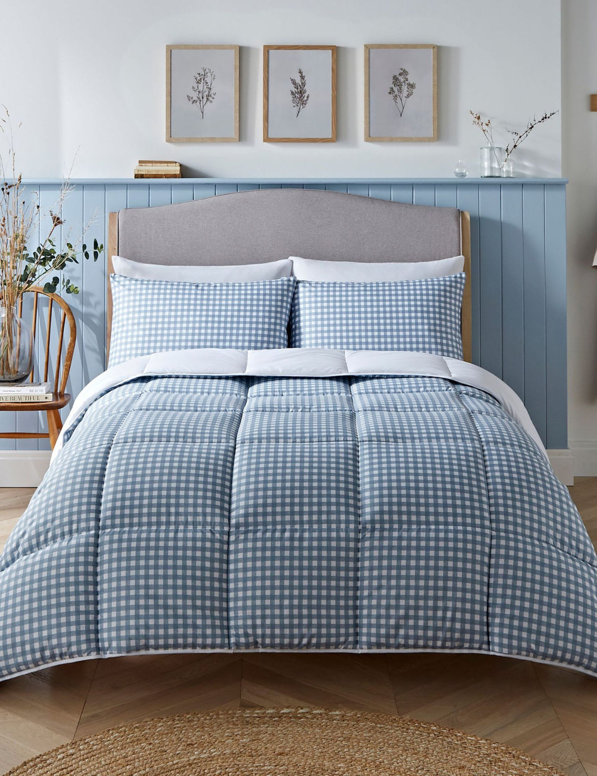 Night Lark gingham 10.5 tog coverless duvet set, UK version