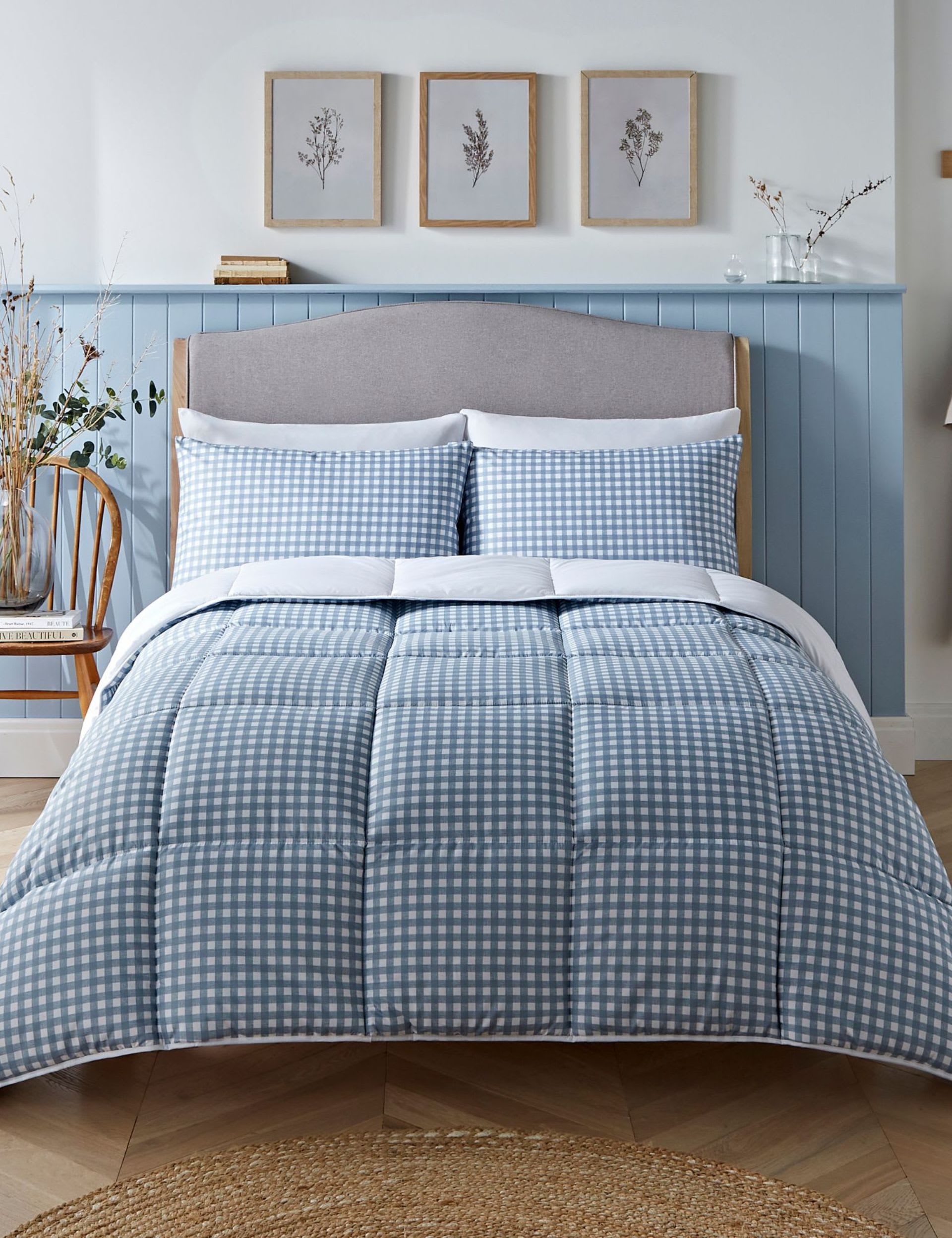 Night Lark gingham 4.5 tog coverless duvet set, UK version