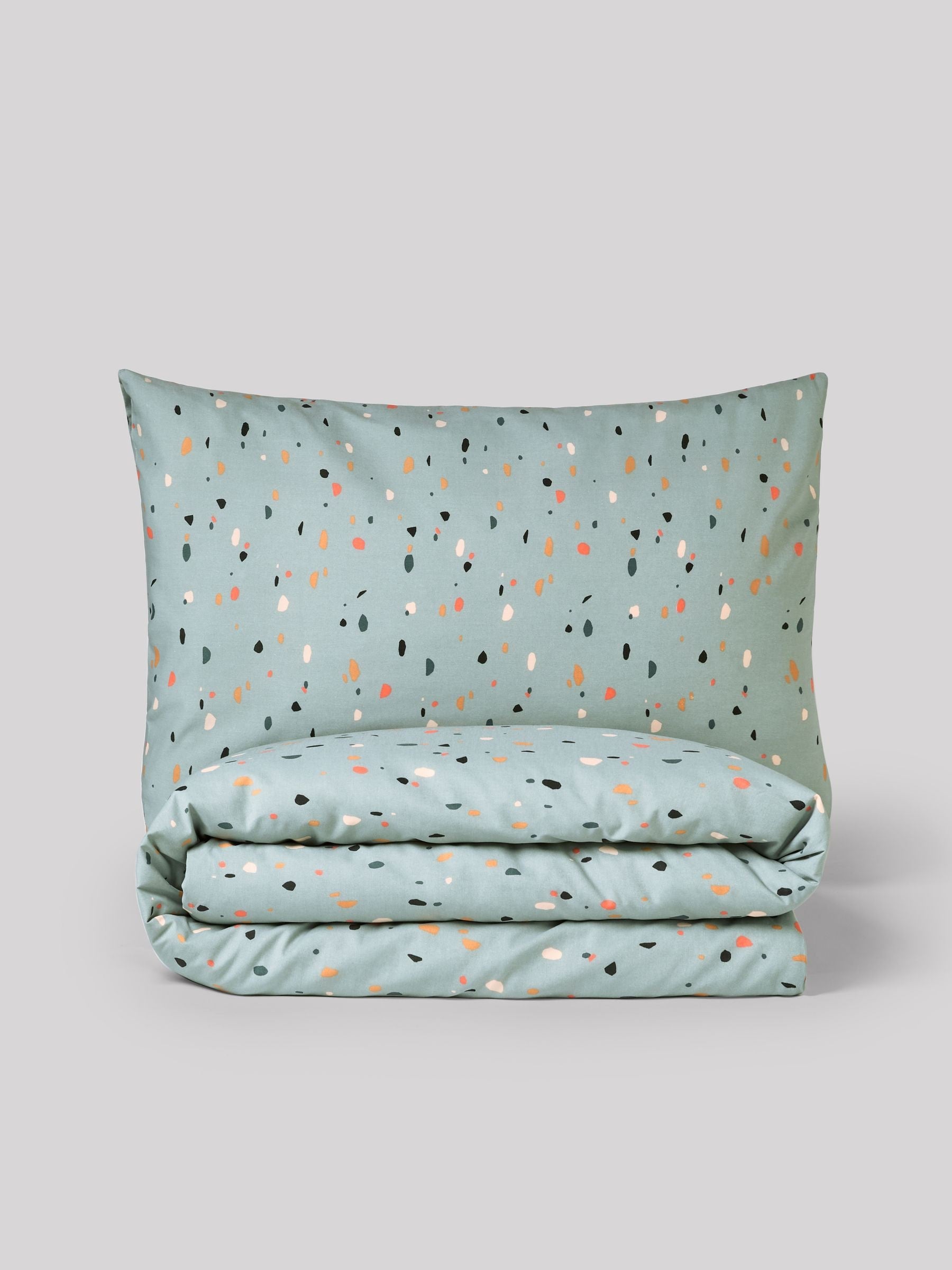 2 Pack Teal Blue Terrazzo Duvet Cover and Pillowcases Set