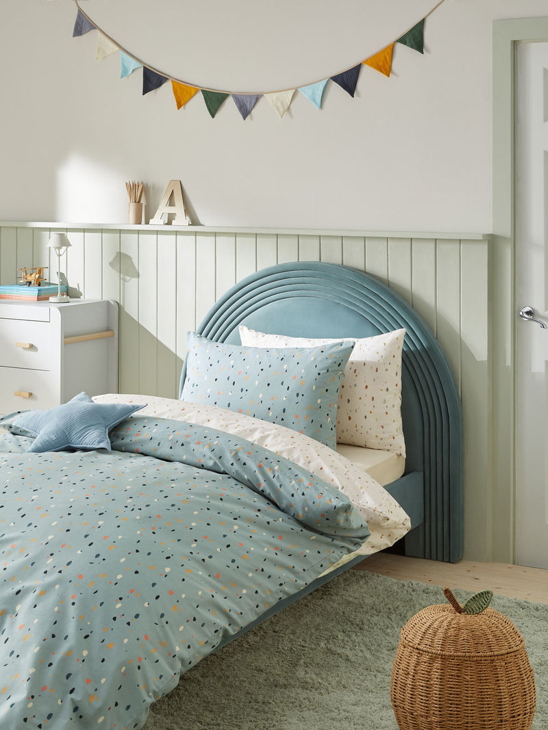2 Pack Teal Blue Terrazzo Duvet Cover and Pillowcases Set
