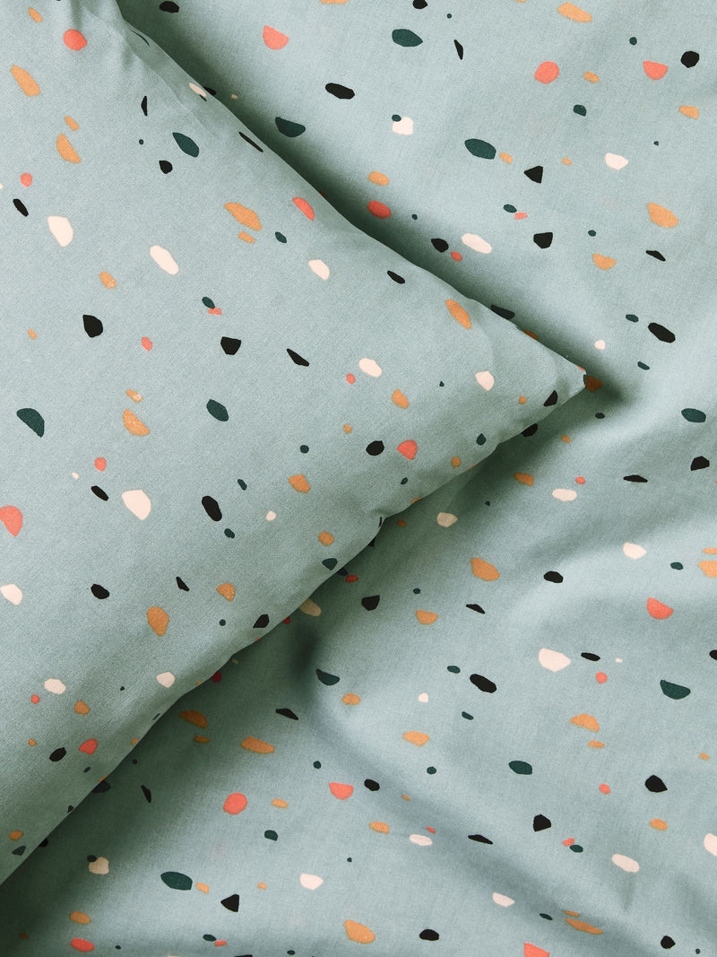2 Pack Teal Blue Terrazzo Duvet Cover and Pillowcases Set