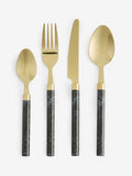 Black and gold marble effect cutlery set 16 piece - British product