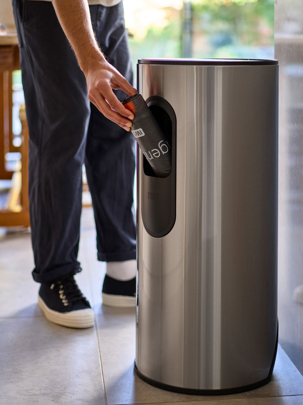 Joseph Joseph Silver Arc 30-Litre Slimline Pedal Bin With Liner Pocket