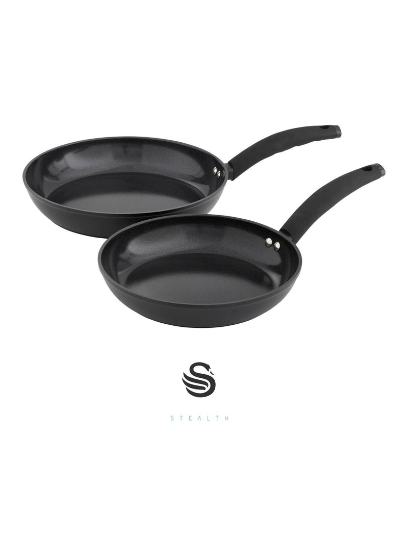 Swan Black Stealth frying pan set 24cm and 28cm (British brand)