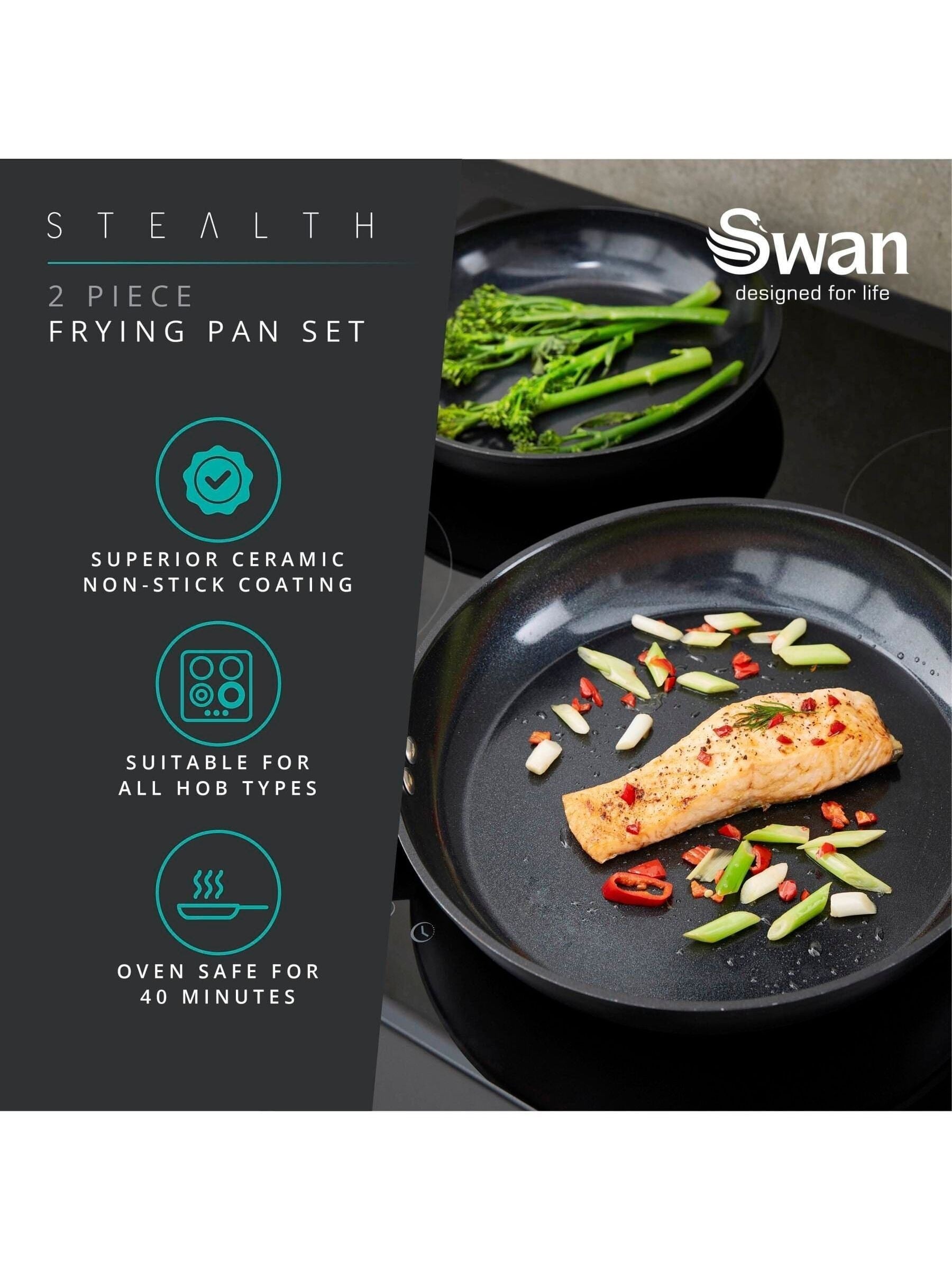 Swan Black Stealth frying pan set 24cm and 28cm (British brand)