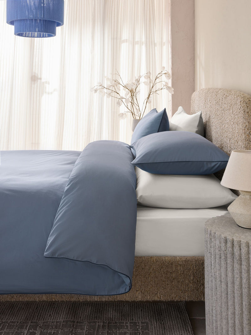 Blue Mid Cotton Rich duvet cover and pillowcase set - British product