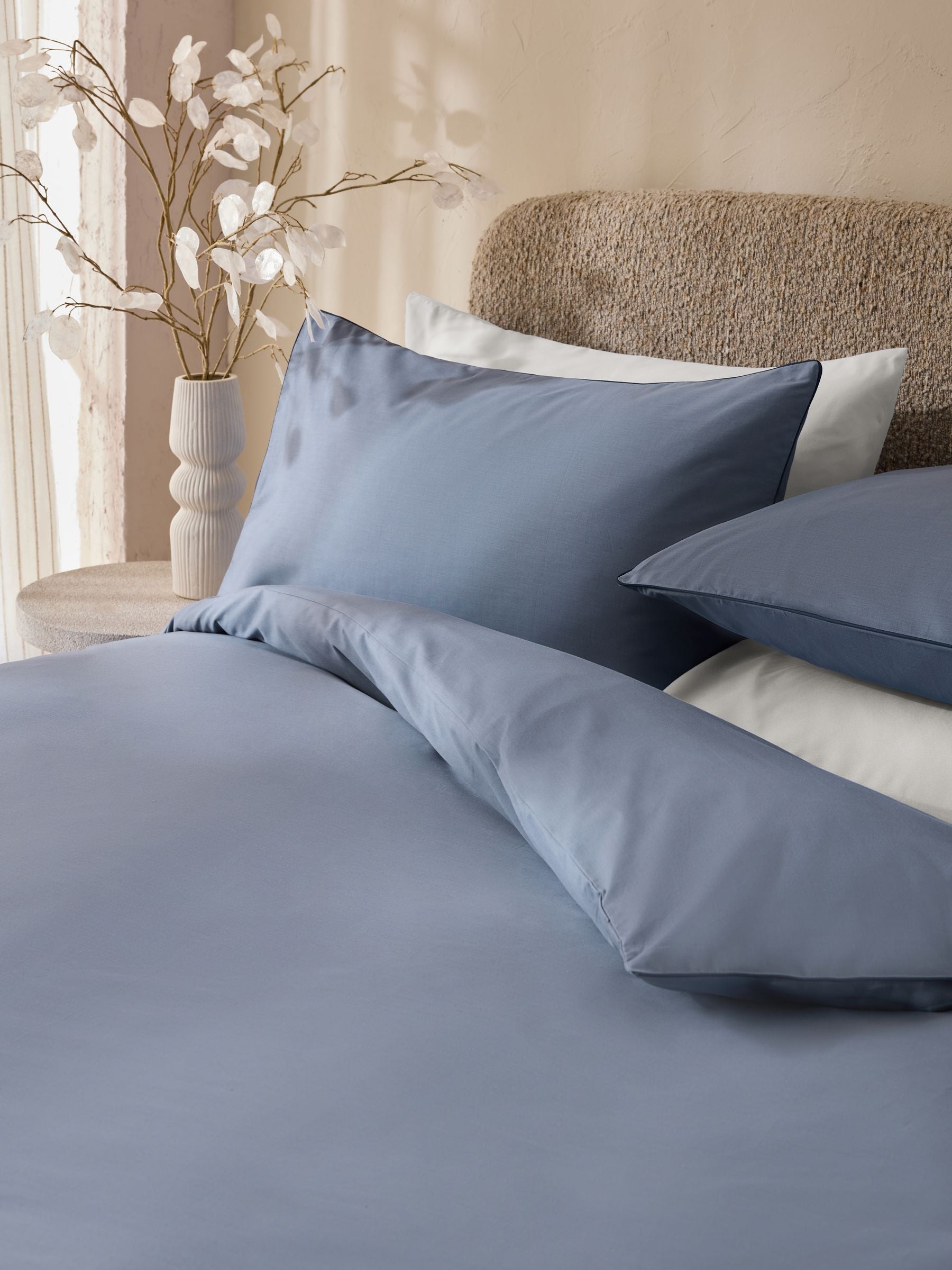 Blue Mid Cotton Rich duvet cover and pillowcase set - British product