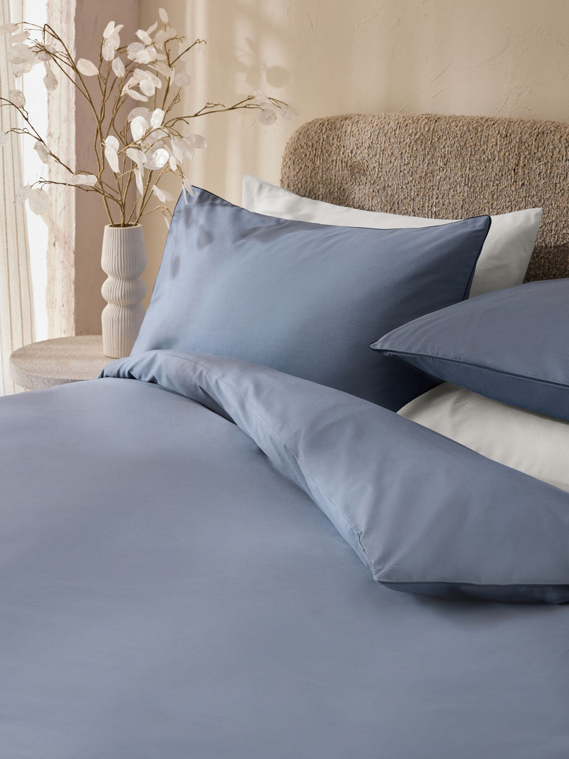 Blue Mid Cotton Rich duvet cover and pillowcase set - British product