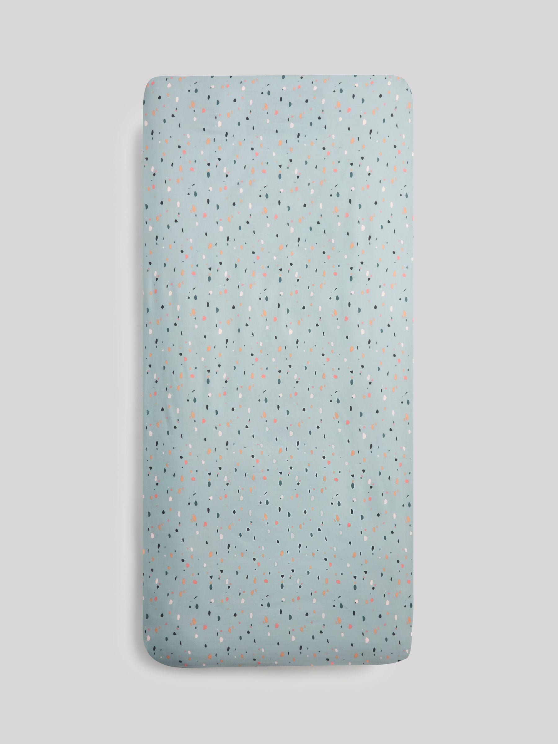 Blue terrazzo fitted sheets 2 pack for baby beds - British product