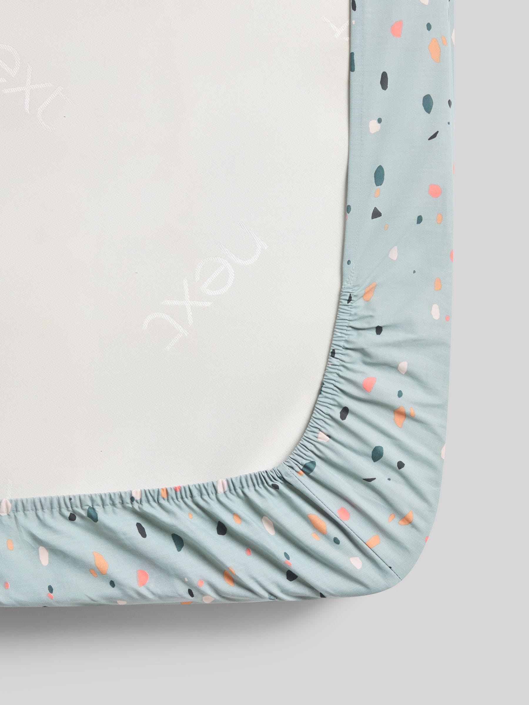 Blue terrazzo fitted sheets 2 pack for baby beds - British product