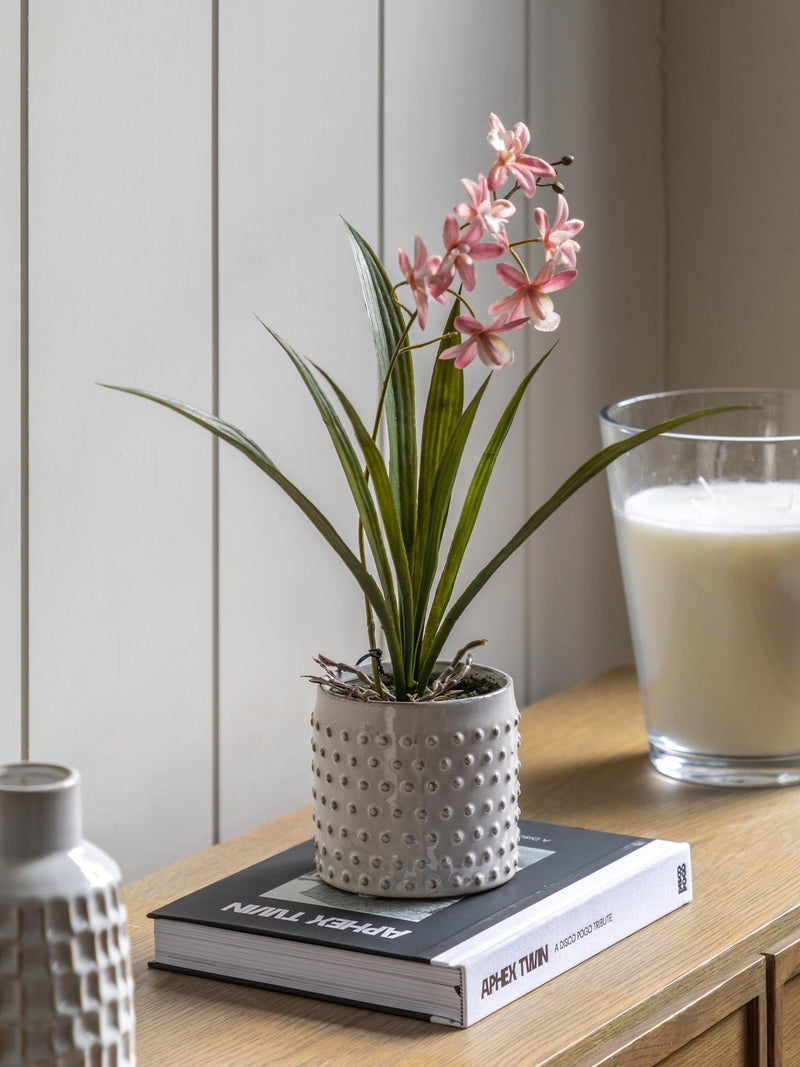Gallery Home pink faux orchid in ceramic dot pot 40cm, UK version