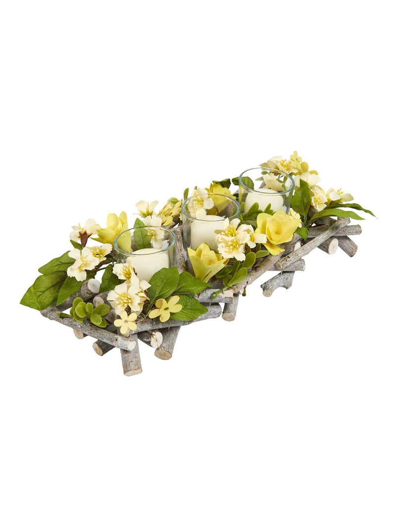 Dibor Hawthorn Floral Triple Candle Holder