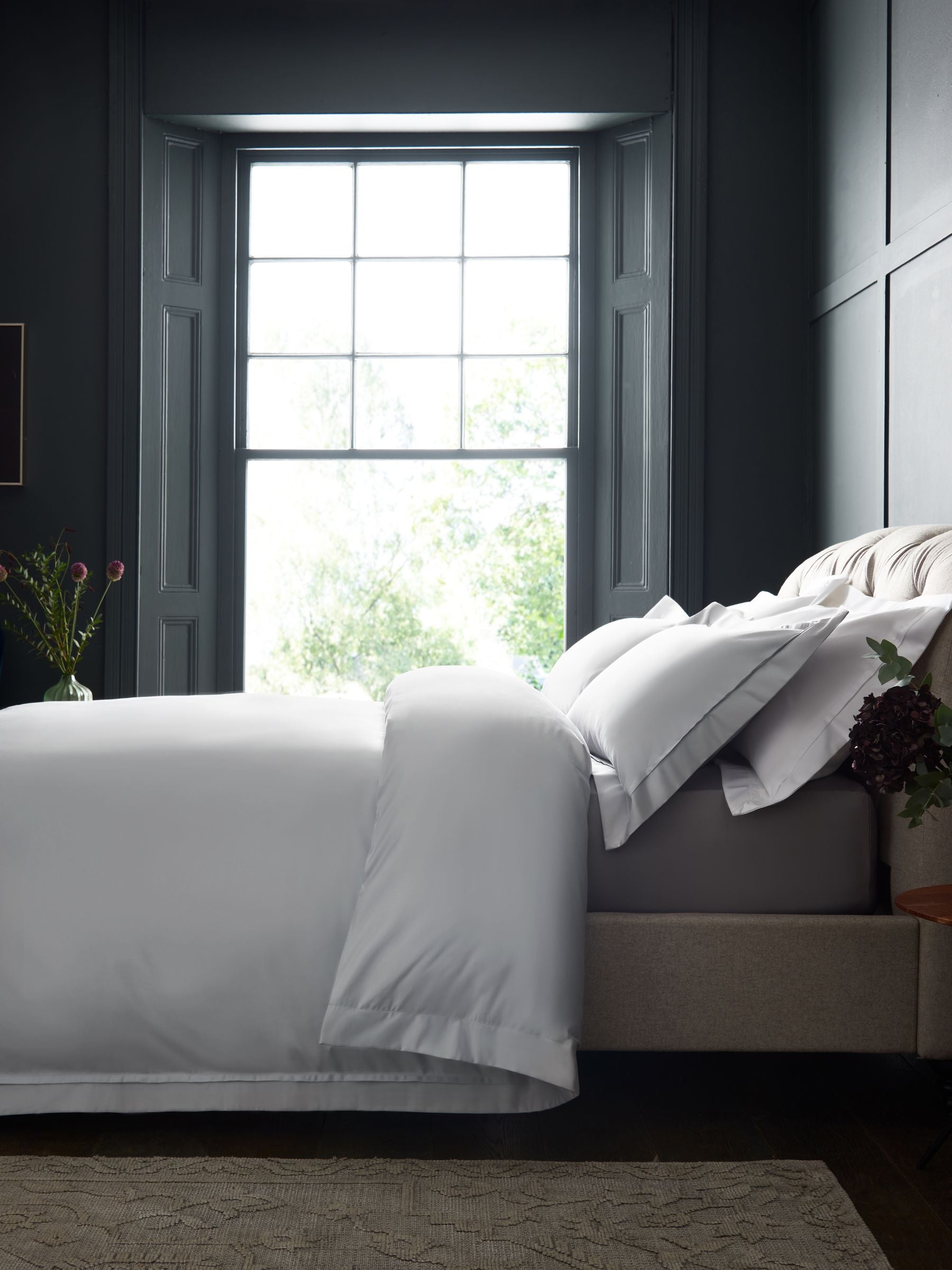 Silver Collection Luxe 1000 Thread Count Sateen Oxford Duvet Cover and Pillowcase Set (British brand)