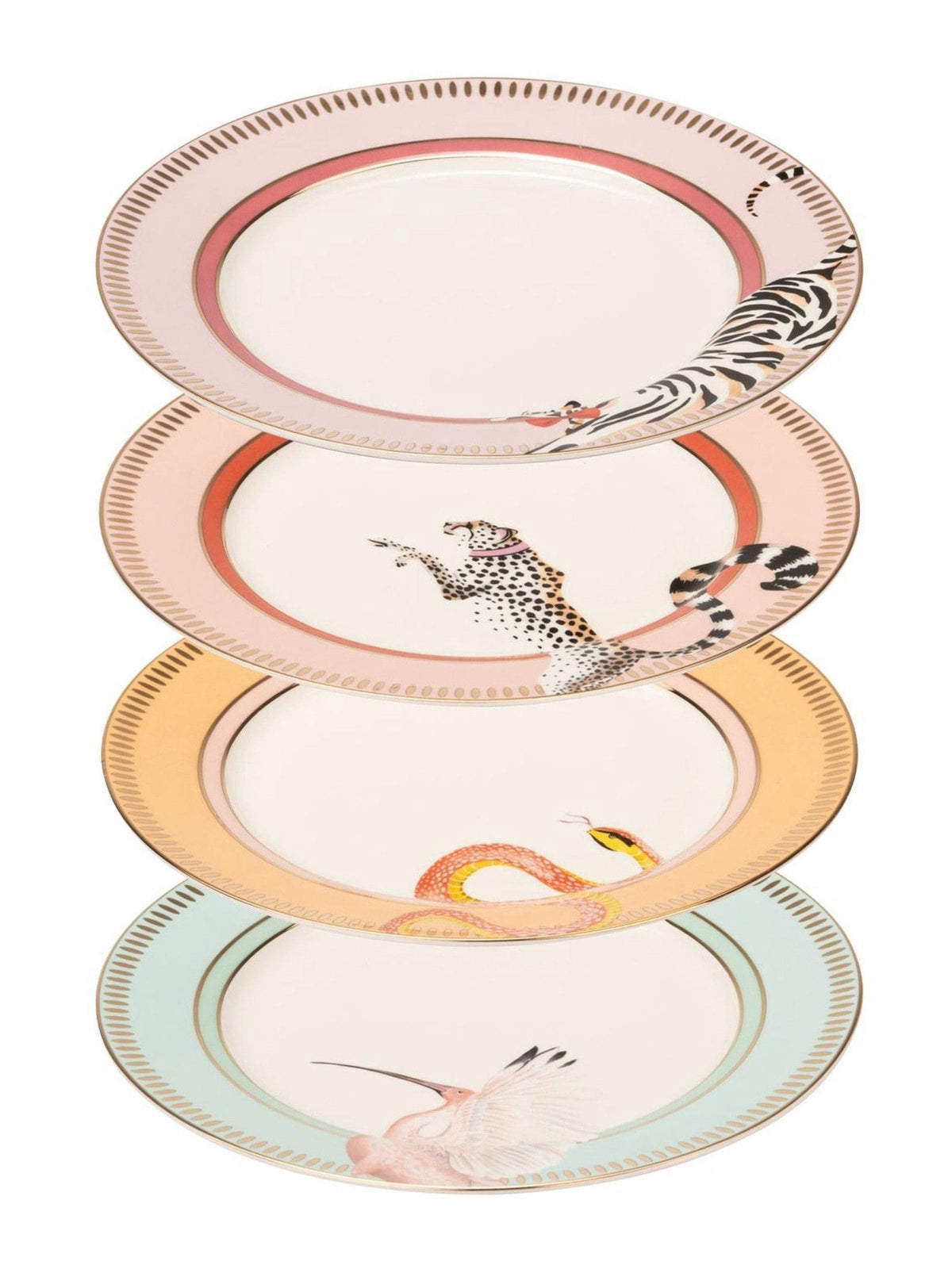Yvonne Ellen white animal print side plates 19.5cm (British brand)