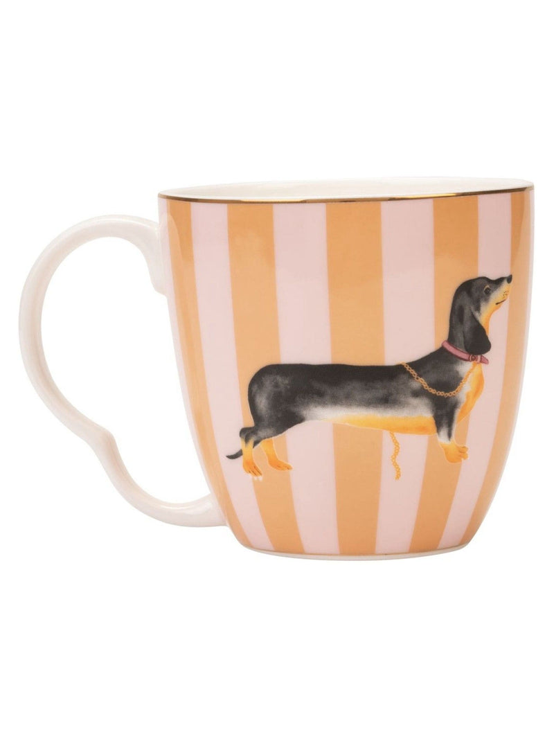 Yvonne Ellen set of 2 pink sausage doggie bone china mugs 0.45L (British brand)