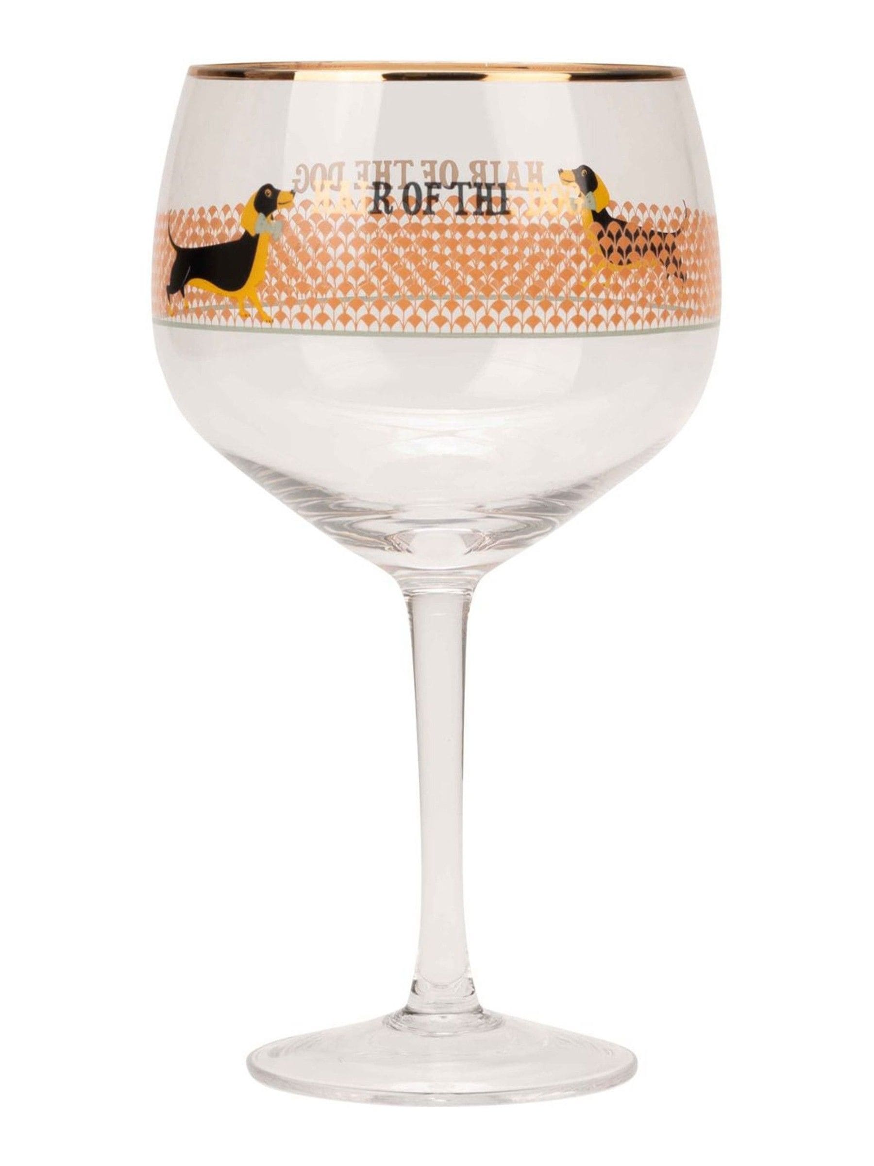 Yvonne Ellen gin glasses set with sausage doggie design, 500ml capacity (British brand)