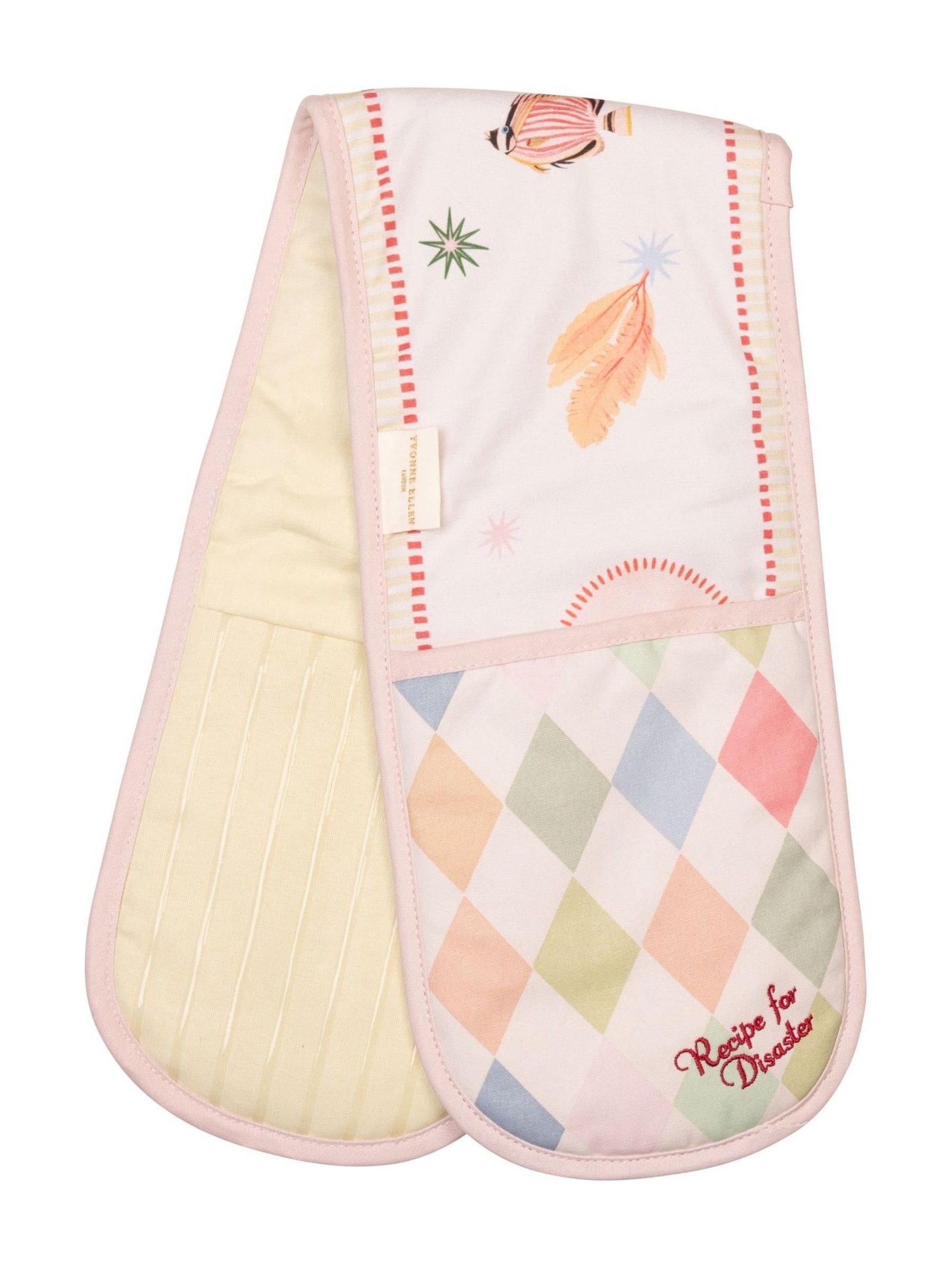 Yvonne Ellen White Harlequin double oven glove (British brand)