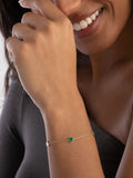 9ct Yellow Gold Malachite Heart Bracelet 17.5cm