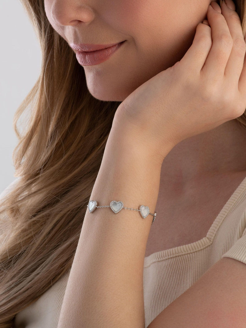 Beaverbrooks sterling silver heart bracelet 19cm - British product