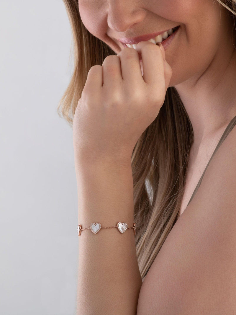 Beaverbrooks rose gold plated heart bracelet 19cm - British product