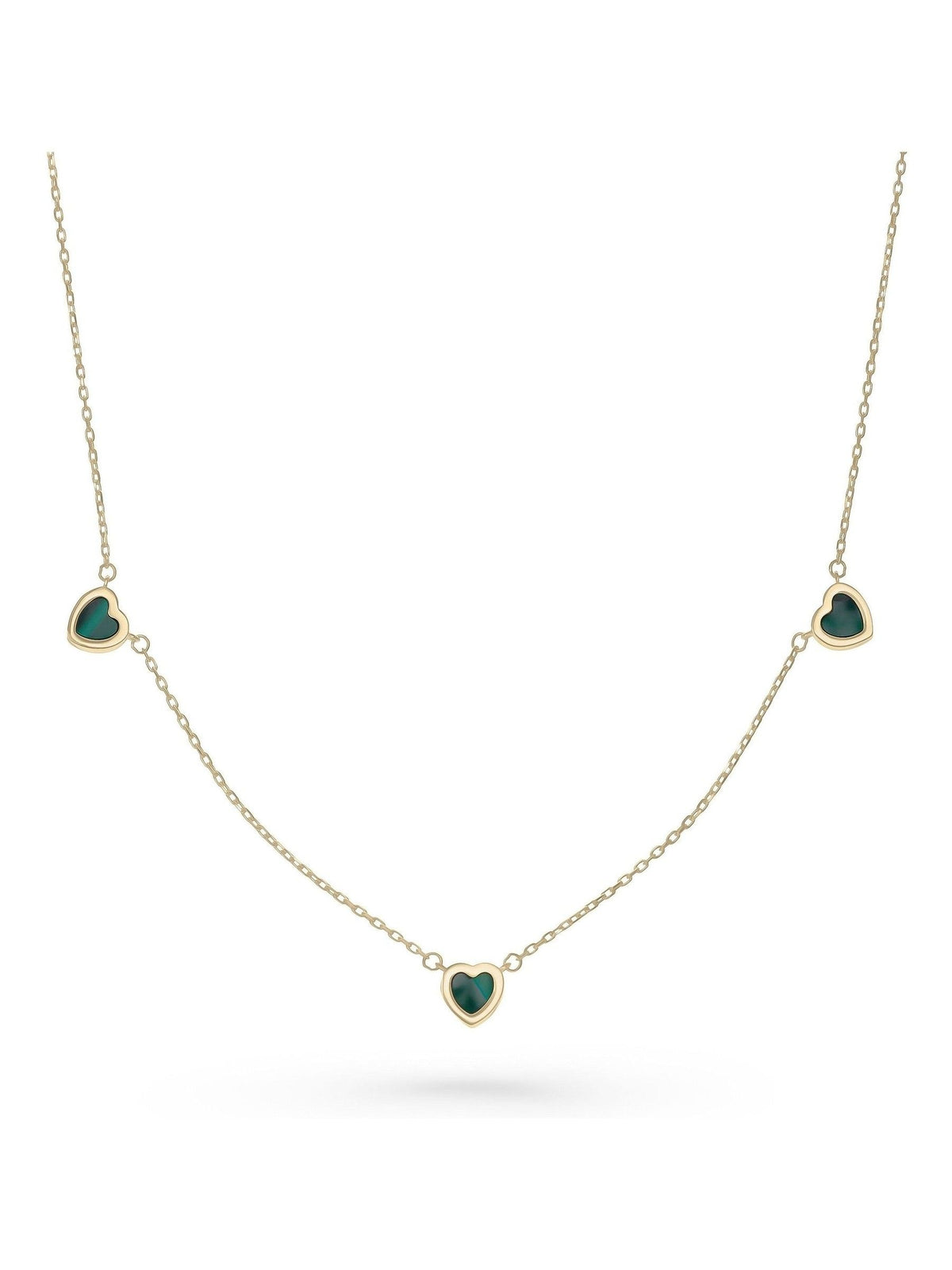 Beaverbrooks 9ct Yellow Gold Malachite Heart Necklace