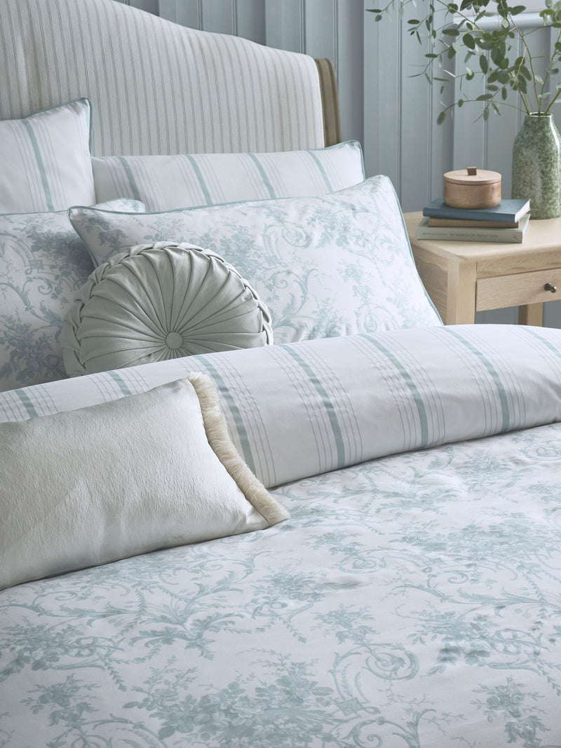 Laura Ashley Blue Seaspray Tuileries reversible duvet cover and pillowcase set, UK version