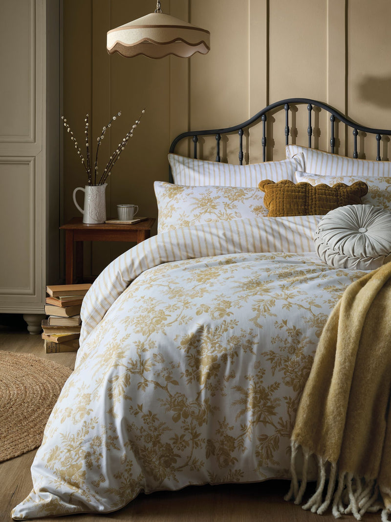 Laura Ashley Yellow Ochre duvet cover and pillowcase set, UK version