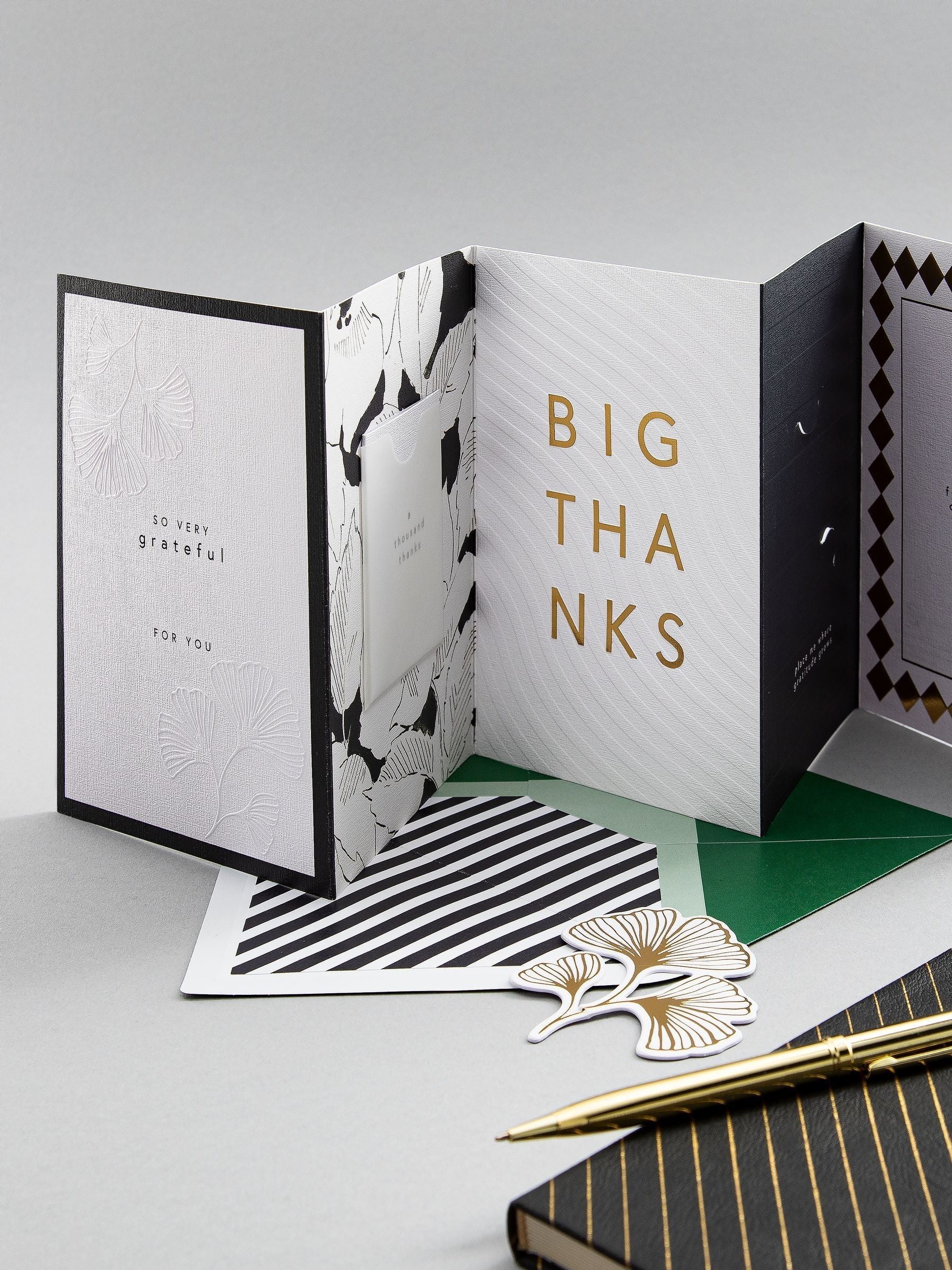 Hallmark black white gold premium thank you card Memento Luxe, UK version