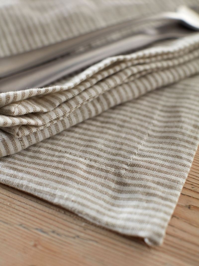 Secret Linen Store Natural Sid Stripe 100% Linen Placemats