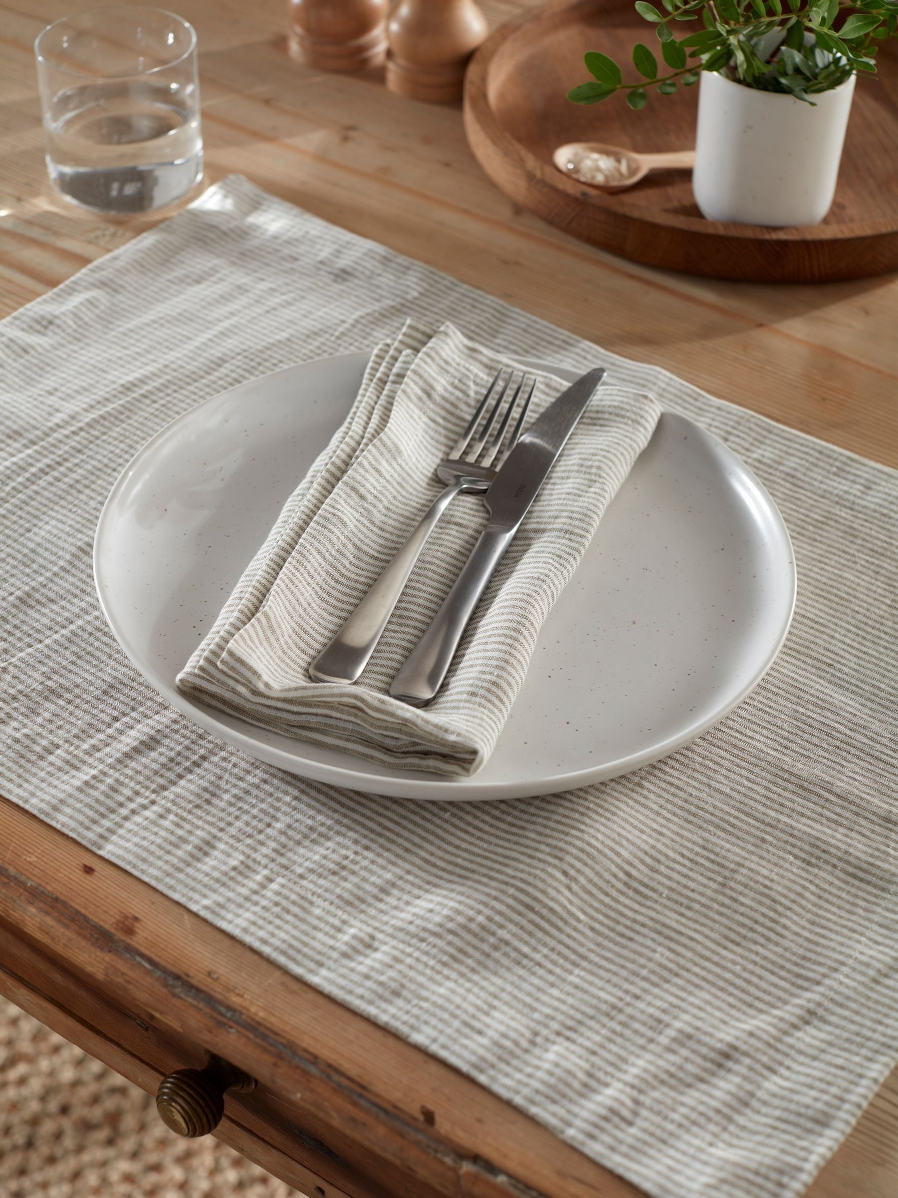 Secret Linen Store Natural Sid Stripe 100% Linen Placemats