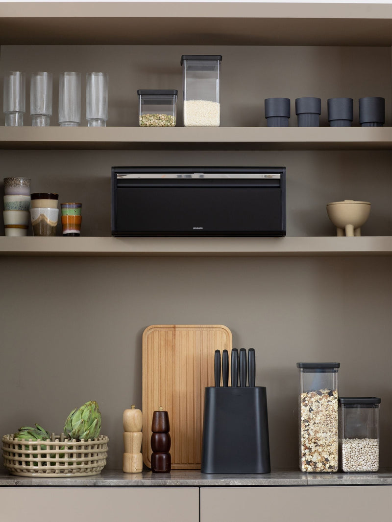 Brabantia black fall front bread bin - British product
