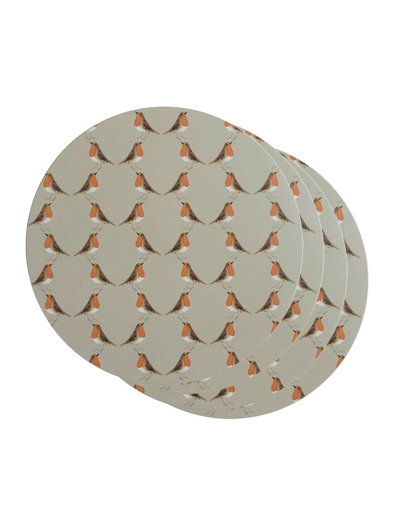 Sophie Allport set of 4 neutral grey robin circular linen placemats (British brand)