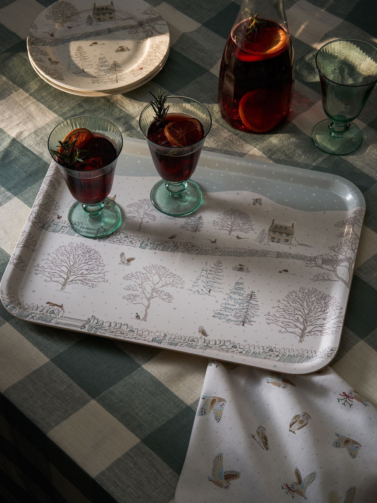 Sophie Allport Off White Snowy Cottage serving tray 43x33cm (British brand)