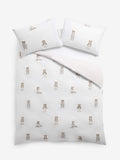 White Natural Bertie Bear reversible duvet cover and pillowcase set (British brand)