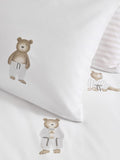 White Natural Bertie Bear reversible duvet cover and pillowcase set (British brand)