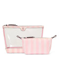 Victoria's Secret iconic stripe pink 2 piece makeup bag set (British brand)