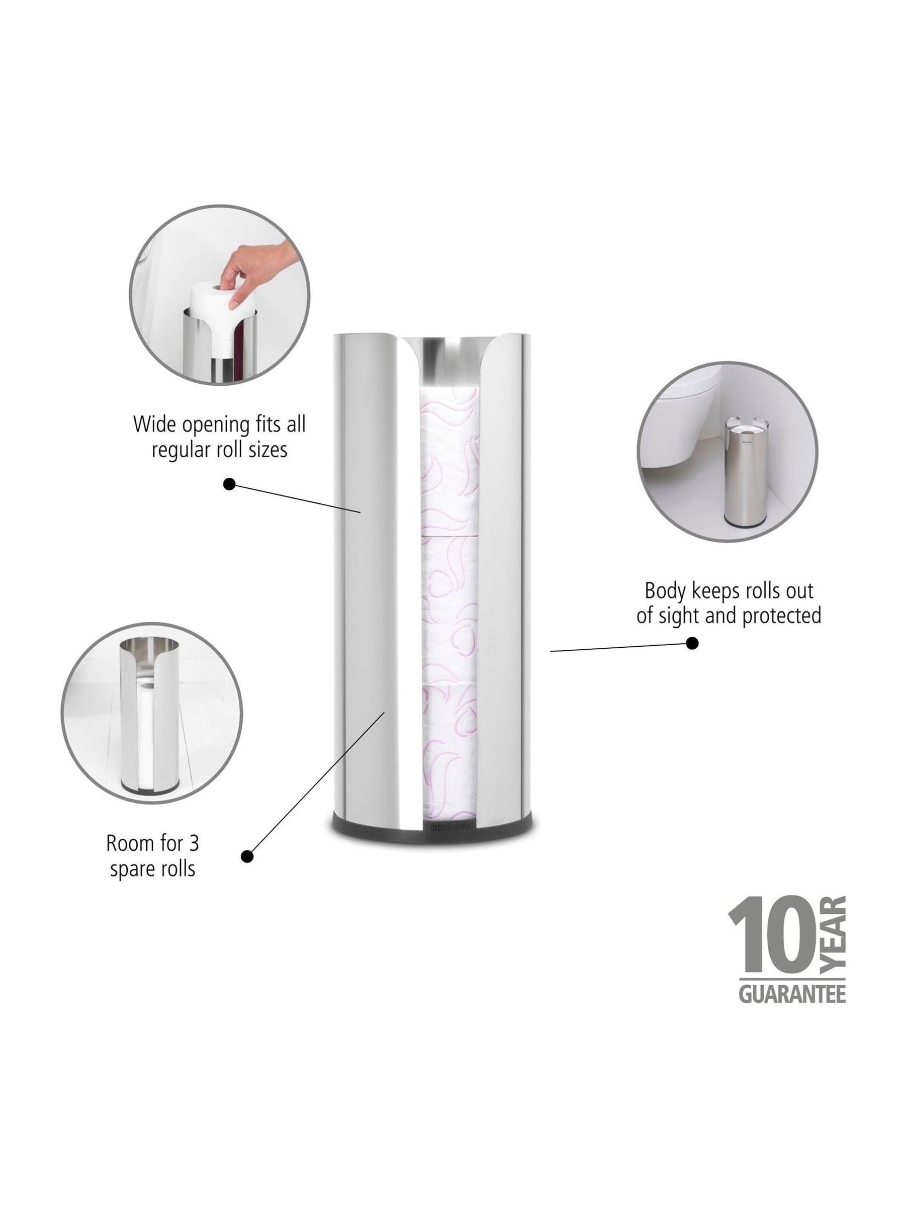 Brabantia Brilliant Steel ReNew Toilet Roll Dispenser