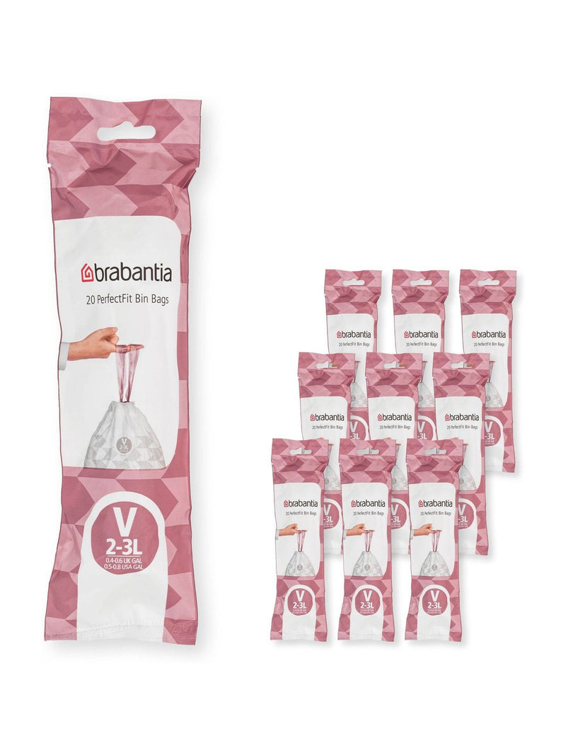 Brabantia white bin bags 200 pack 2-3 litres - British product