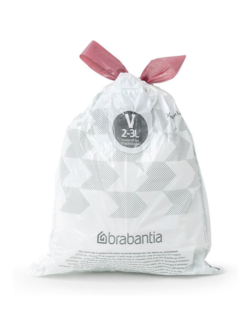 Brabantia white bin bags 200 pack 2-3 litres - British product