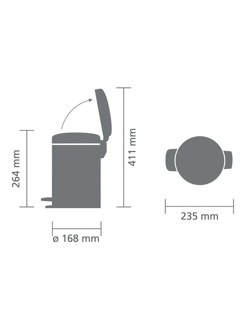 Brabantia white pedal bin 3 litre - British product