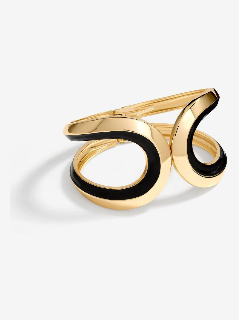 Gold-Plated Enamel Cuff Bracelet with Hinge Fastening 40mm Width