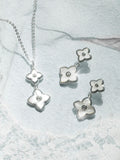 Jon Richard Silver Tone Mother Of Pearl Clover Double Drop Earrings