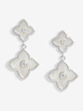 Jon Richard Silver Tone Mother Of Pearl Clover Double Drop Earrings